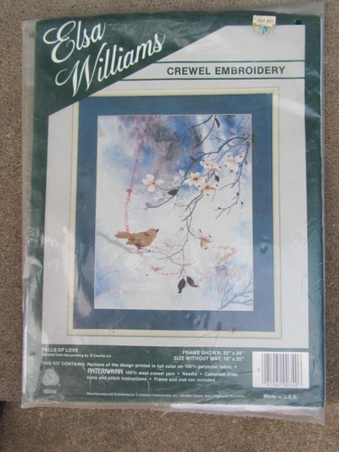 Kit Cadre Ou Coussin Elsa Williams BLUEBIRD OF LUCKY - Broderie Au Crochet 14"x14" Neuf