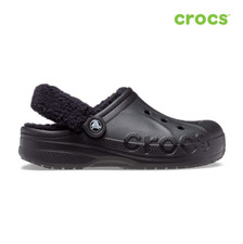NEW CROCS Baya Lined Fuzz-Strap Clog 206633-060 Black UNISEX SIZE