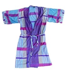 Vintage 1970s Colorful Geometric Print Bath Robe Funky Mod Art Deco Size M/L