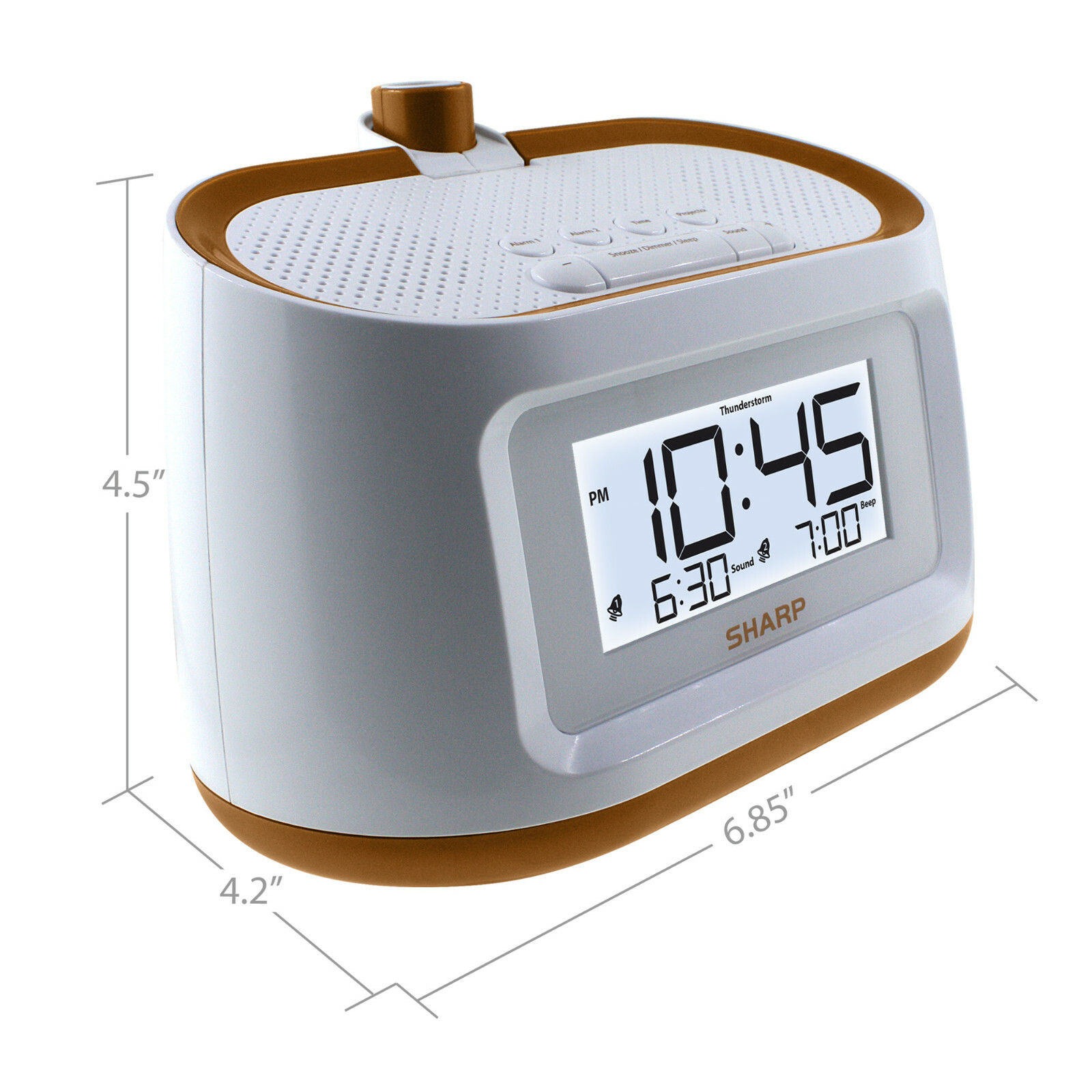 Sharp PROJECTION ALARM CLOCK with 8 SOOTHING SLEEP SOUNDS & DUAL ALARM