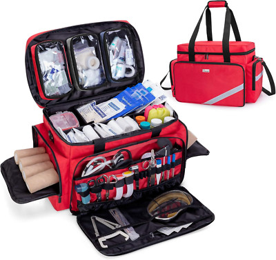 Professional Empty First Aid Bag for EMTs & Paramedics with Dividers