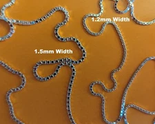 Box Chain Necklace or Anklet - Sterling Silver - 9" to 30" - Made In Italy [TR]