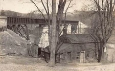 J84/ Johnsonville New York RPPC Postcard c1910 Railroad Bridge Home 178