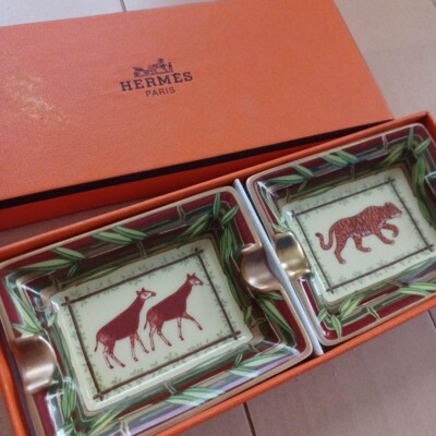 Hermes Paris Ashtray Tiger Okapi Porcelain Mini Tray Cigar w/ box