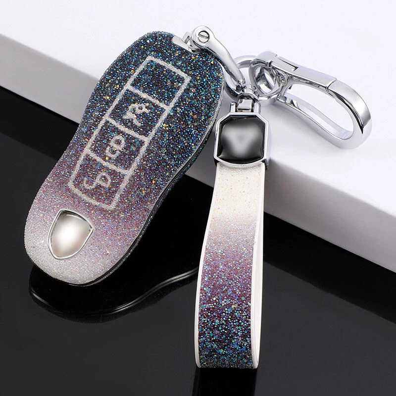 1pc Rhinestone Decor Car Keychain & 1pc Car Key Case With