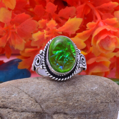 Australian Triplet Opal Gemstone 925 Sterling Silver Statement Ring All Size