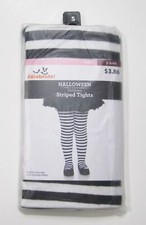 Gothic Black  White Striped Tights Halloween Kids Size 6/6X Witch Nylons NEW