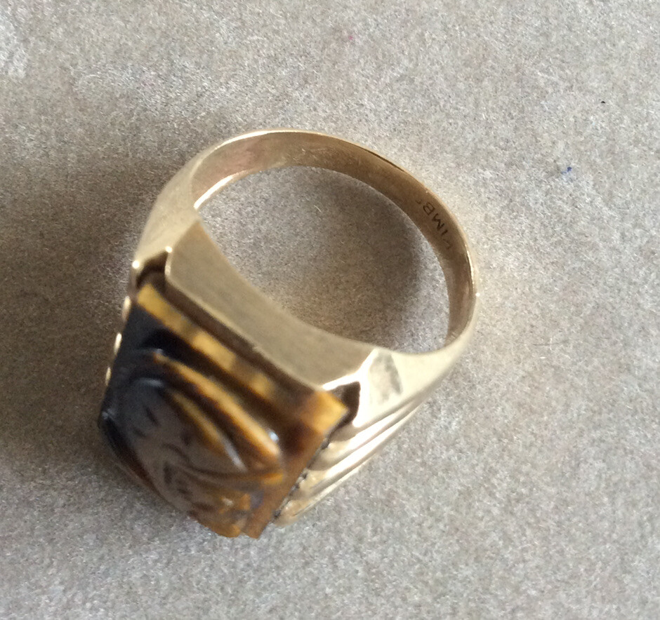 Vintage Kimberly 10K Gold & Tiger Eye Cameo Ring- Size 7 1/4” | eBay