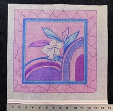 PINKS PURPLES Hand Painted Needlepoint Canvas WHITE LILY STAINED GLASS 14M