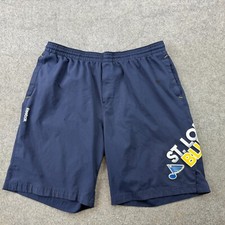 St Louis Blues Shorts Mens XL Blue Logo Spell Out Hockey Graphic Drawstring *