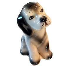 Cocker Spaniel Hound Dog Black & White Ceramic Figurine P mark