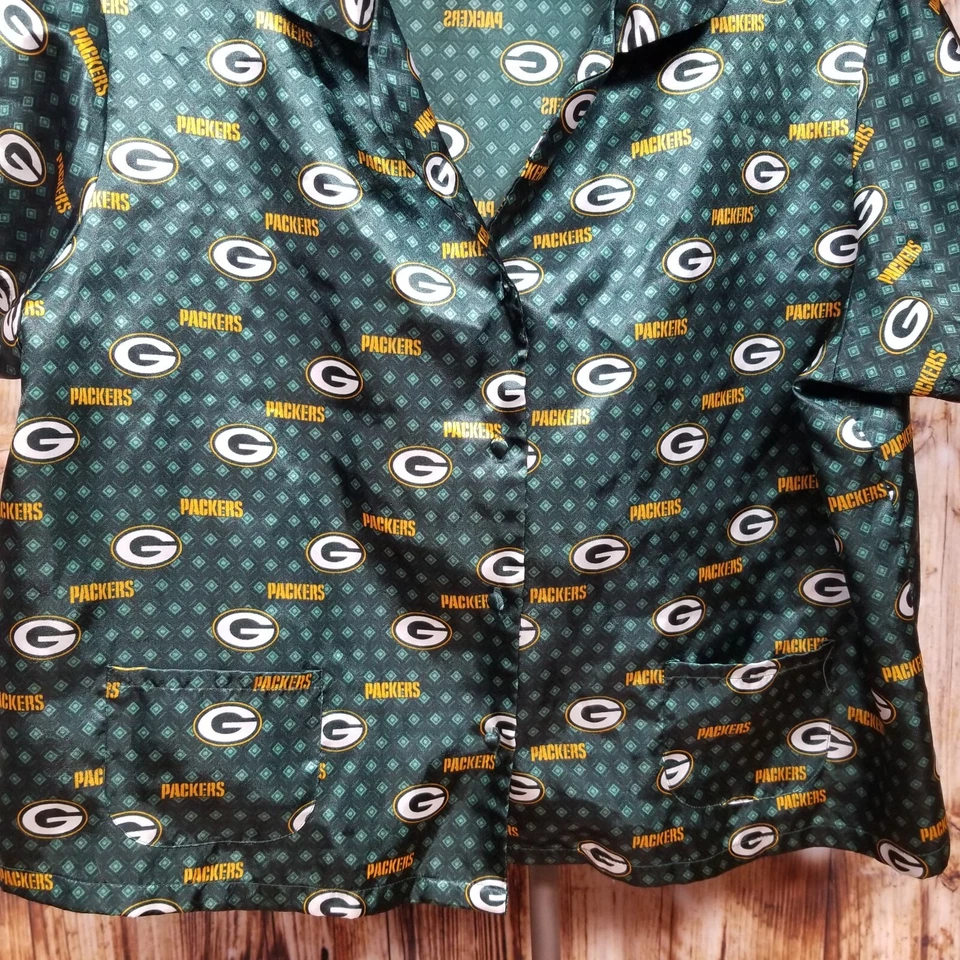 Green Bay Packers Reebok Verde Para Mujer Botones Manga Corta y Pantalones Cortos PJ Set XL Foto 4 de 4