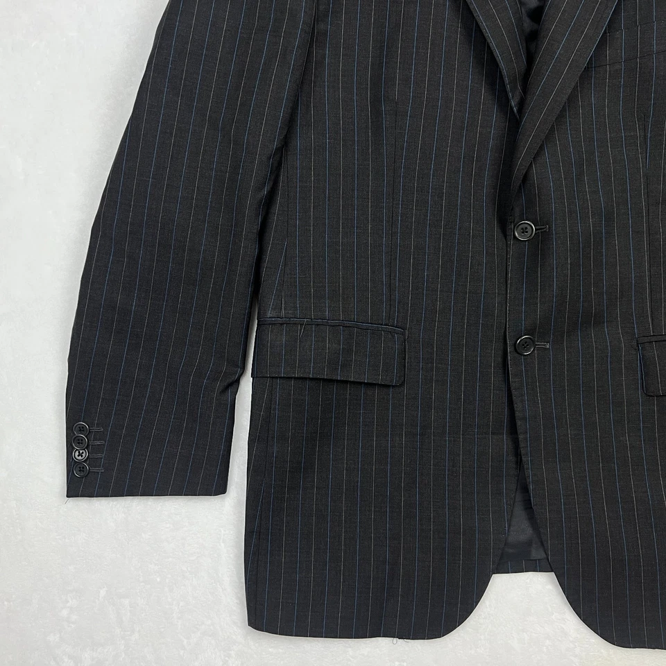 Traje Chaqueta Luciano Barbera Para Hombre 44R Blazer Gris Oscuro Rayas Lana Italia Foto 3 de 4