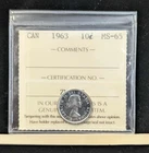 1963  ICCS  Graded Canadian,  10  Cent, **MS-65** # ZM 418