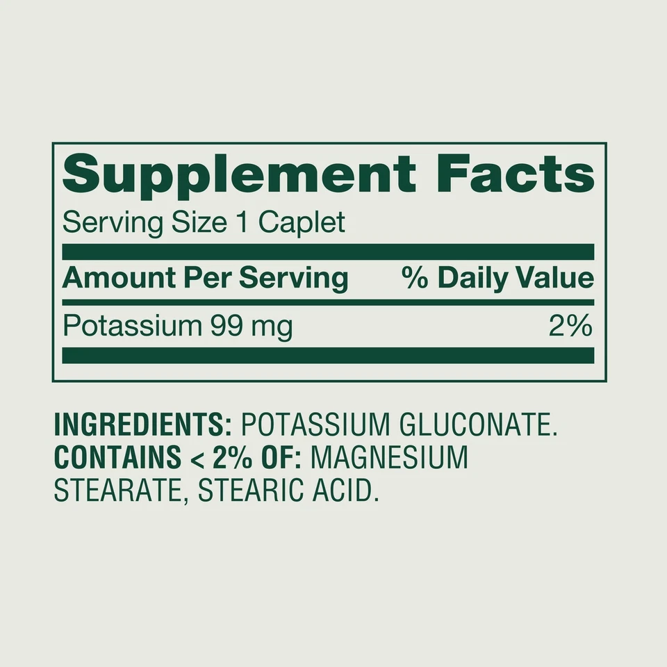 Spring Valley Potassium Heart Health Dietary Supplement Caplets, 99 mg, 250 Ct - Image 2 of 3
