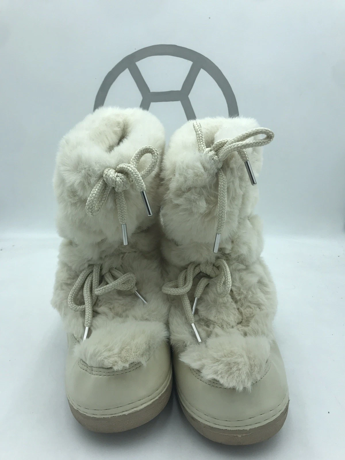 Snow Boots Furry Fur Lace Up Platform Non-Slip Waterproof Ski Boots size 8.5