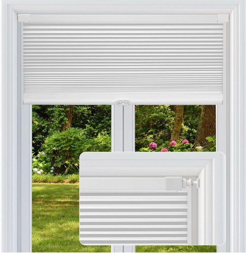 Cordless Cellular Shades,No Drill No Tools Light Filtering Honeyco 32" W x 48" H - Picture 1 of 9