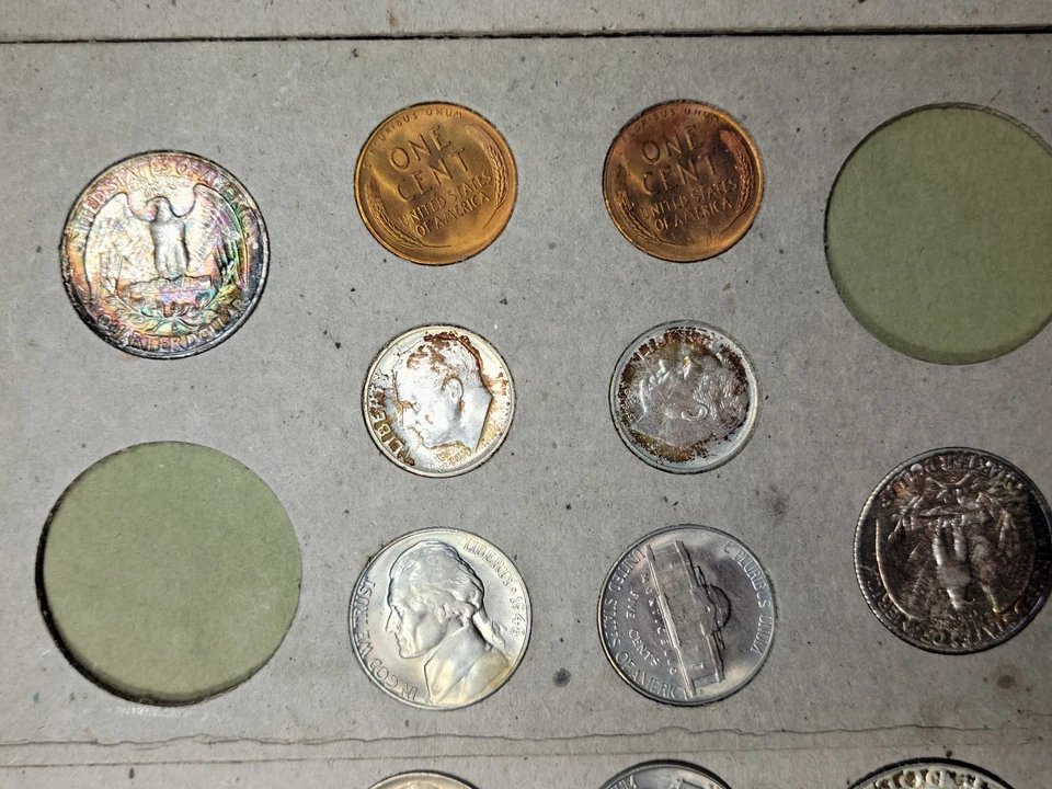 1948 US Double Mint Set RAINBOW TONED Incredible Color BU Uncirculated OVK48 - Image 3 of 4