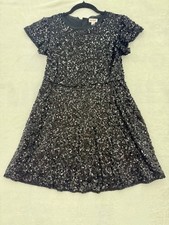 Girl  s Black Sequins Dress Short Sleeves Size L 10/12 Cat  Jack Party Dance