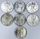 *LOT OF 7 WALKING LIBERTY SILVER HALF DOLLARS* *BETTER CONDITION* NR #G3867