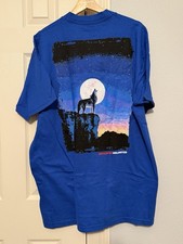 Vintage 90s Marlboro Unlimited Wolf T-Shirt Mens OS Blue Pocket Made In USA OSFA