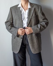 Vintage DAKS Wool Tweed Blazer Herringbone Pattern