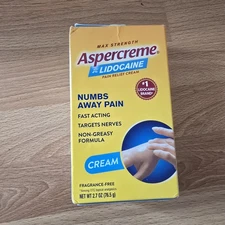Aspercream Pain Relieving Cream 2.7 Oz. Non Greasy Formula Exp 12/27