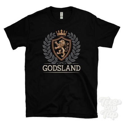 GODSLAND FANTASY WAPPEN T-SHIRT Neuheit Parodie Familienname Wappen
