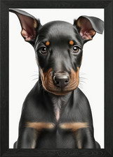 Doberman Pinscher Dog 03 Framed Wall Art Poster Canvas Print Picture