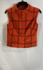 Vintage 60s Young Pendleton Poodle Tag Plaid Wool Full Zip Vest USA Sz S