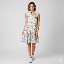 Oliphant Sleeveless Yoke Tiered Mini Dress Zinnia Multi Floral Size Small