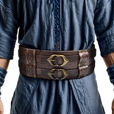 Medieval Viking Wide Belt Faux Leather Armor Knight Corset Belt for LARP Chri...