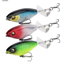 3 3.8in Top Water Fishing Lures Whopper Popper Fishing Lure Bass 3D Eyes 11g
