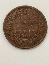 👀INDIA 1906 ONE QUARTER ANNA COIN EDWARD VII ANTIQUE 👀