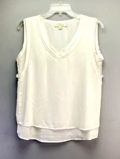 OLIVE & OAK Womens Sleeveless Sz Small V Neck Flowy Double Layer Tank Blouse