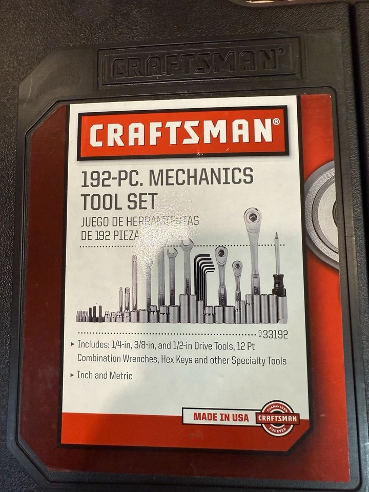 Craftsman 192 pc Tool Set SAE Metric Ratchet Sockets Wrenches 33192 USA - Image 2 of 4