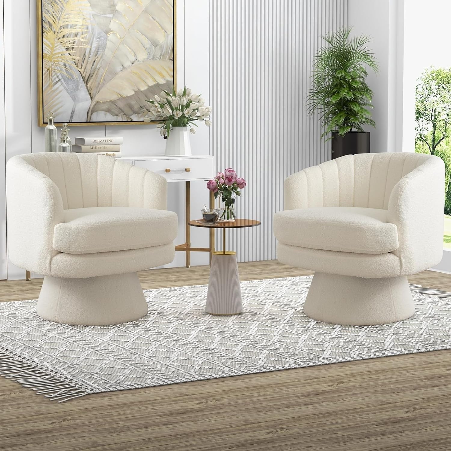CANMOV Swivel Accent Chair - 28" Wide Lamb Wool, Chair for Living Room,Set of 2