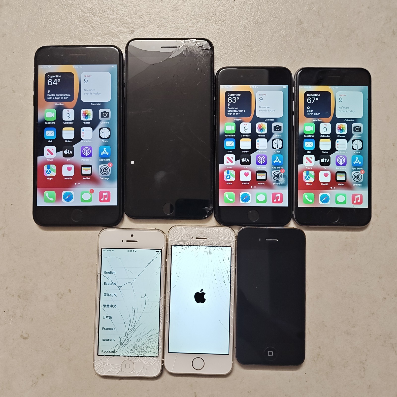 LOT OF 7 Mixed Apple iPhones For Parts Repair - ASIS #R129