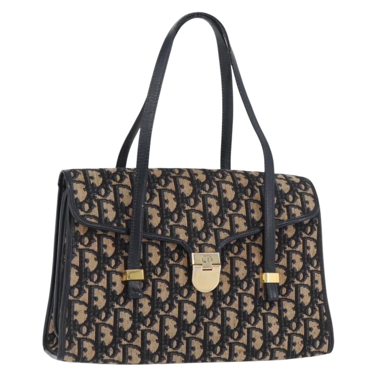 Christian Dior Trotter Canvas Hand Bag Navy Gold Auth YKZ126 | eBay