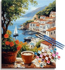 Paint by Numbers Kit for Adults Beginner, Abstract Coffee By The Window