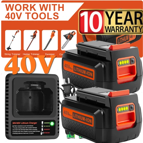 40V 2.0Ah for Black Decker 40 Volt Max Lithium Battery / Charger LBXR36 LBX2040