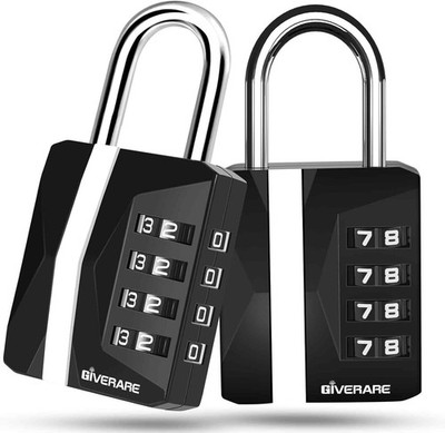 2 Pack 4 Digit Combination Padlock for School Gym Locker Weatherproof