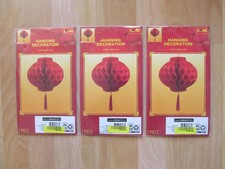 Red Honeycomb Paper Lanterns for Chinese New Year 8" size Lot of 3