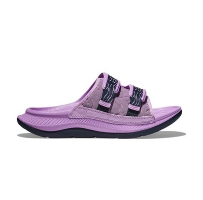 New Women's HOKA ONE Violet Bloom Ora Luxe Recovery Slide Sandals