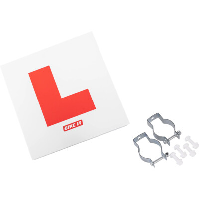 Pair Of Rigid Motorcycle L Plates - Pre-Drilled Holes, 178mm X 178mm, White/Red, UK Legal