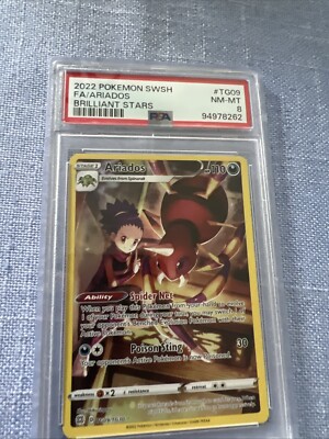 2022 Pokemon Brilliant Stars ARIADOS #TG09 Full Art PSA 8 Near