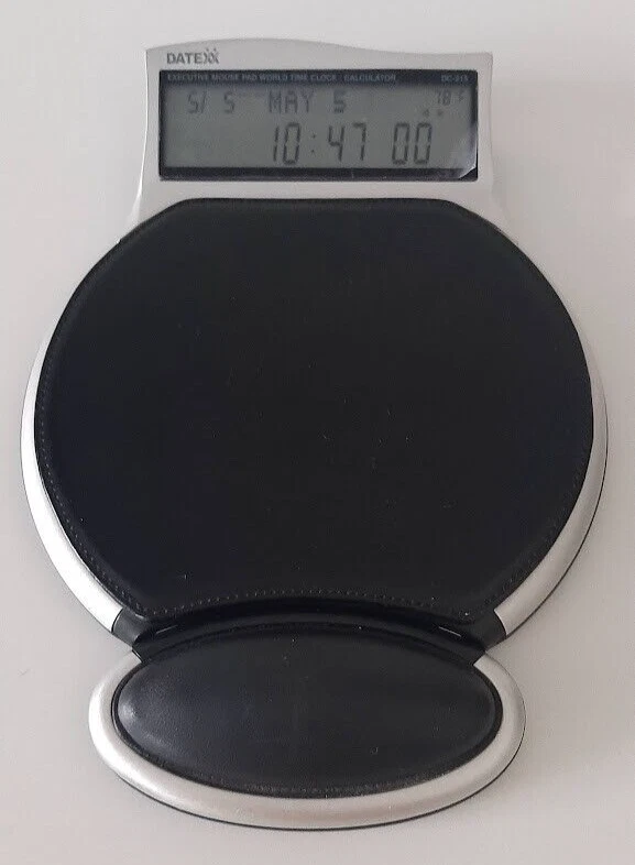 Datexx World Clock Calculator Executive Mousepad Black Digital DC-215wtg Vintage - Image 2 of 4