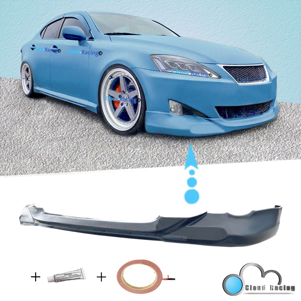 Chin Spoiler MagicDrift Front Bumper Lip For 2006-2008 Lexus IS250/IS350 -  JDM Style PU , Unpainted Black 2006 Lexus Is250 Accessories, image size:1000x1000