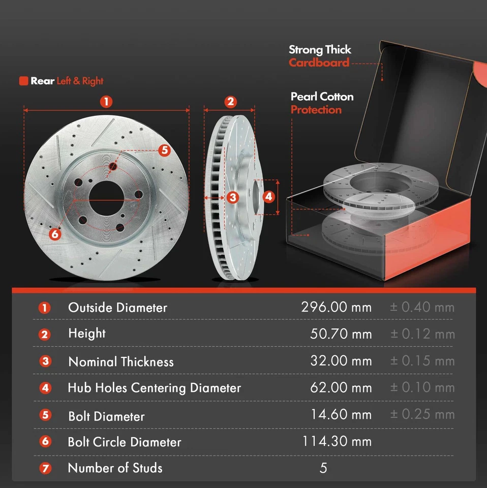 6 piezas rotores de freno delanteros perforados + pastillas de freno de cerámica para Lexus IS250 GS300 Foto 2 de 4