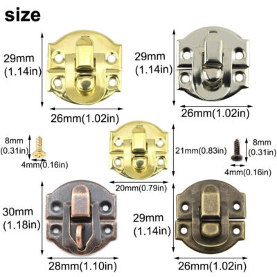 5x Antique Brass Decorative Hasp Jewelry Wooden Box Hasp Latch Lock With Screws